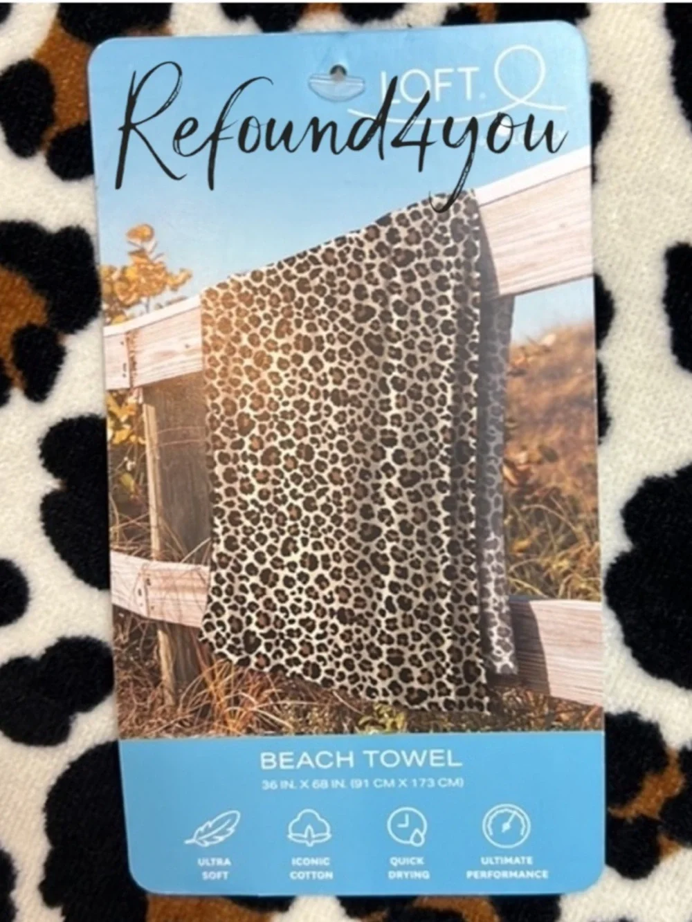 Loft - ‘Animal Print Leopard’ Beach Towel. 36” x 68”. NWT. Firm!